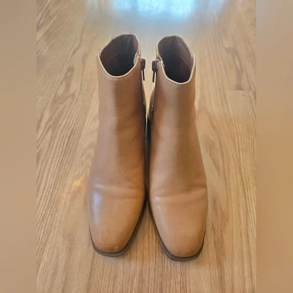 Tan Ankle Boots with Side Zip and Buckle Detail - Women - Picture 2 of 7